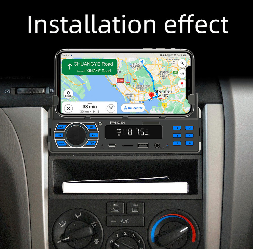 Car Radio Stereo Bluetooth AUX-In MP3 Player Stereo Digital Audio Positioner USB