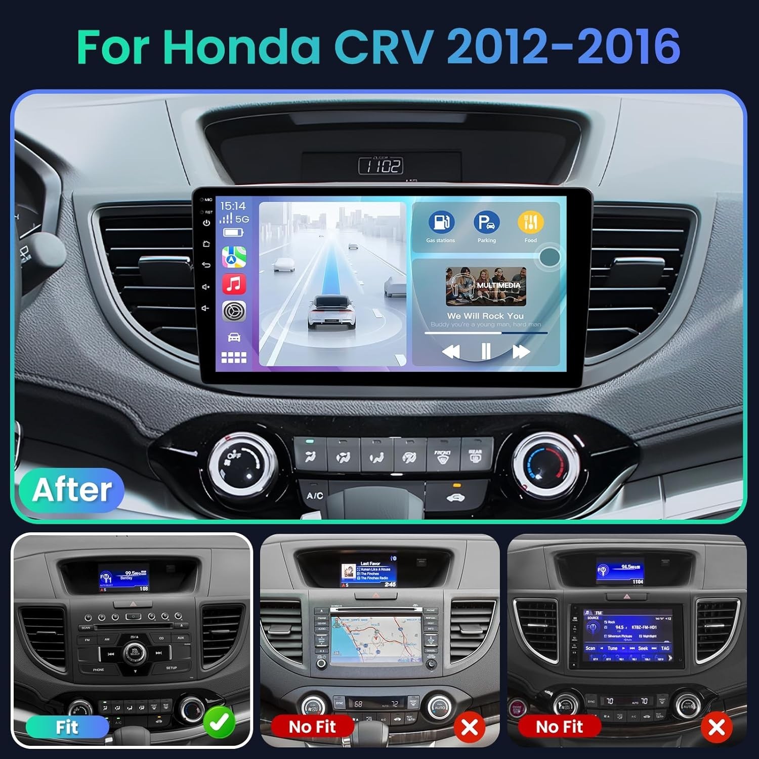 Car Radio Stereo Carplay For 2012-2016 Honda CR-V 2+32G 10in Player 4+64G
