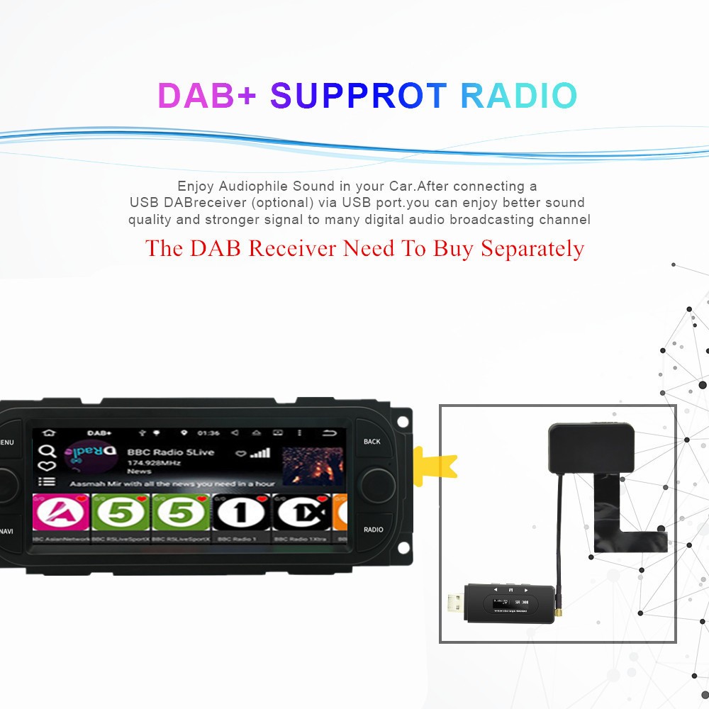 Touch Screen Car Stereo Radio BT FM/RDS Fit For Dodge Dakota Durango 2001-2003