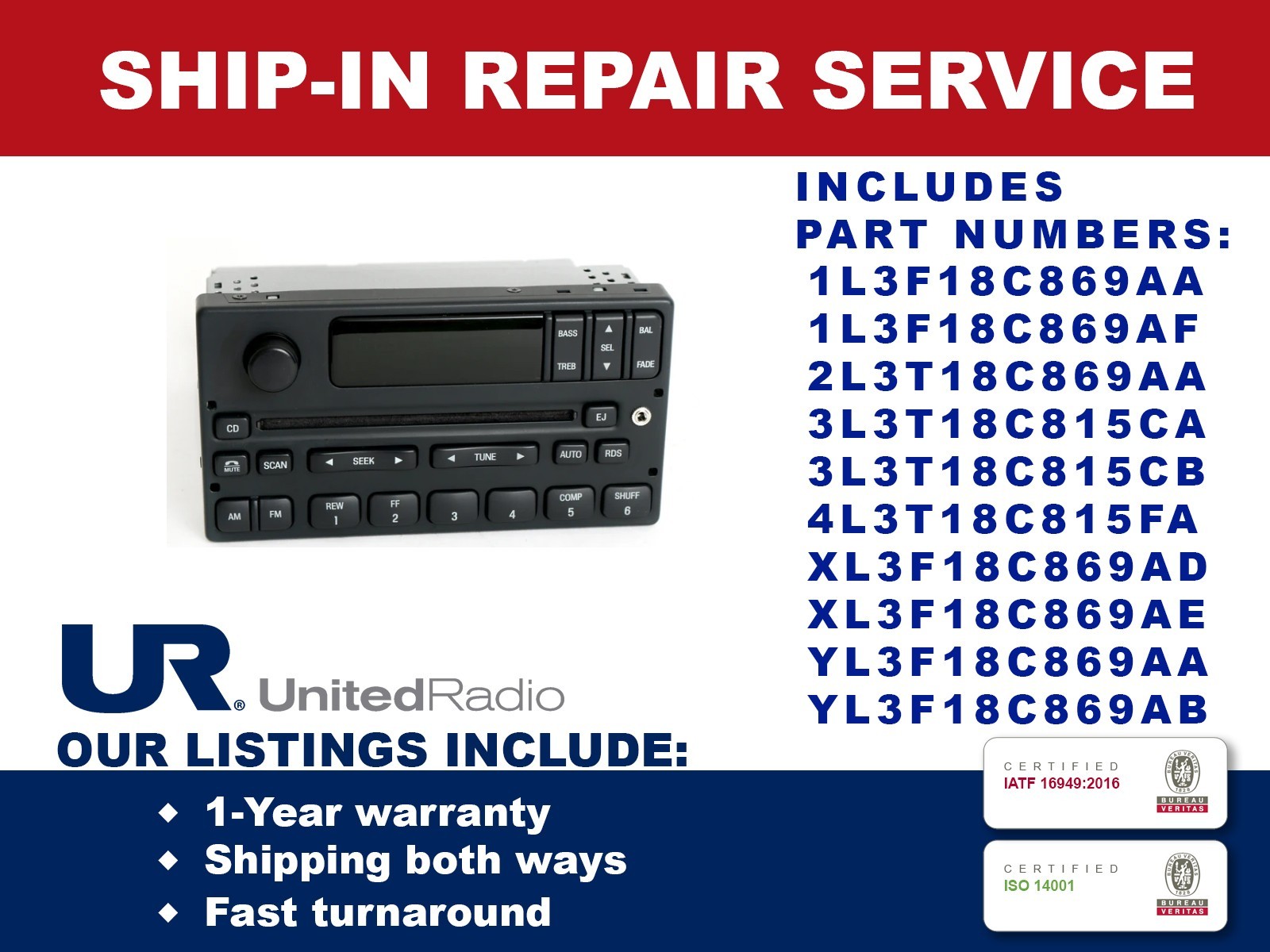 REPAIR SERVICE: 1999-2004 FORD F150 AM/FM/CD RADIOS *NO POWER OR TUNING REPAIRS*