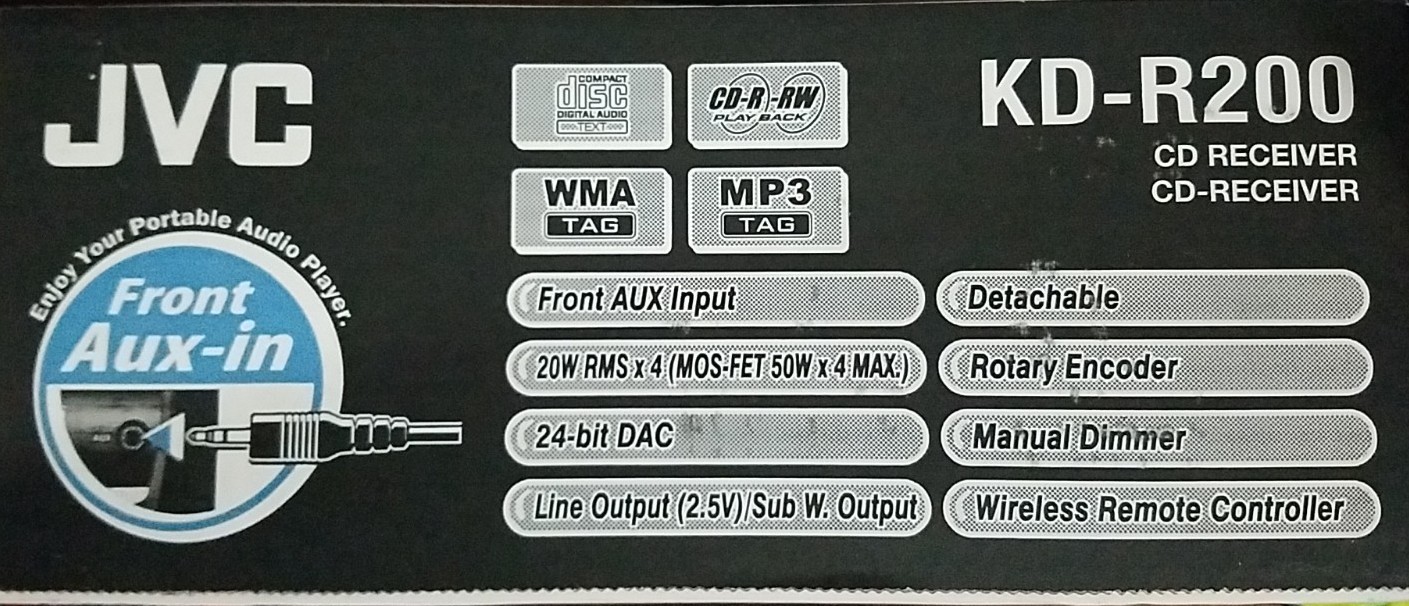 JVC KD-R200 Car CD Player Receiver Radio Am FM Auxiliary Stereo