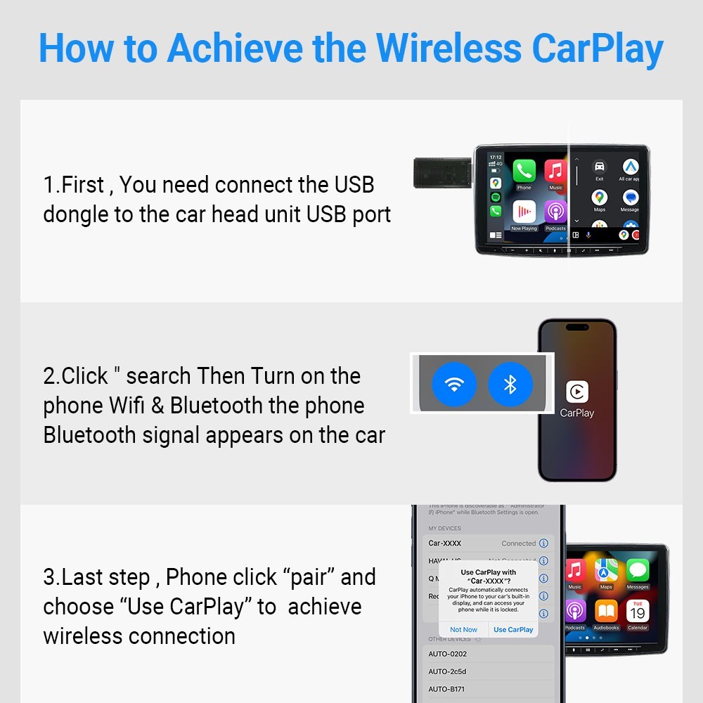 2 in1 Wireless Carplay Android Auto Adapter WiFi BT Auto Connect USB Dongle AU