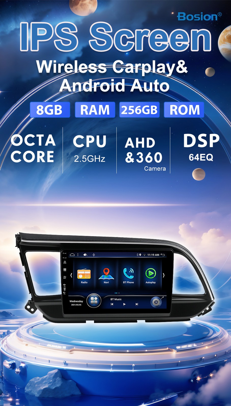 9” 8G+256G Car Radio For Hyundai Elantra 2009-2019 Android 16 GPS Navi USB WIFI