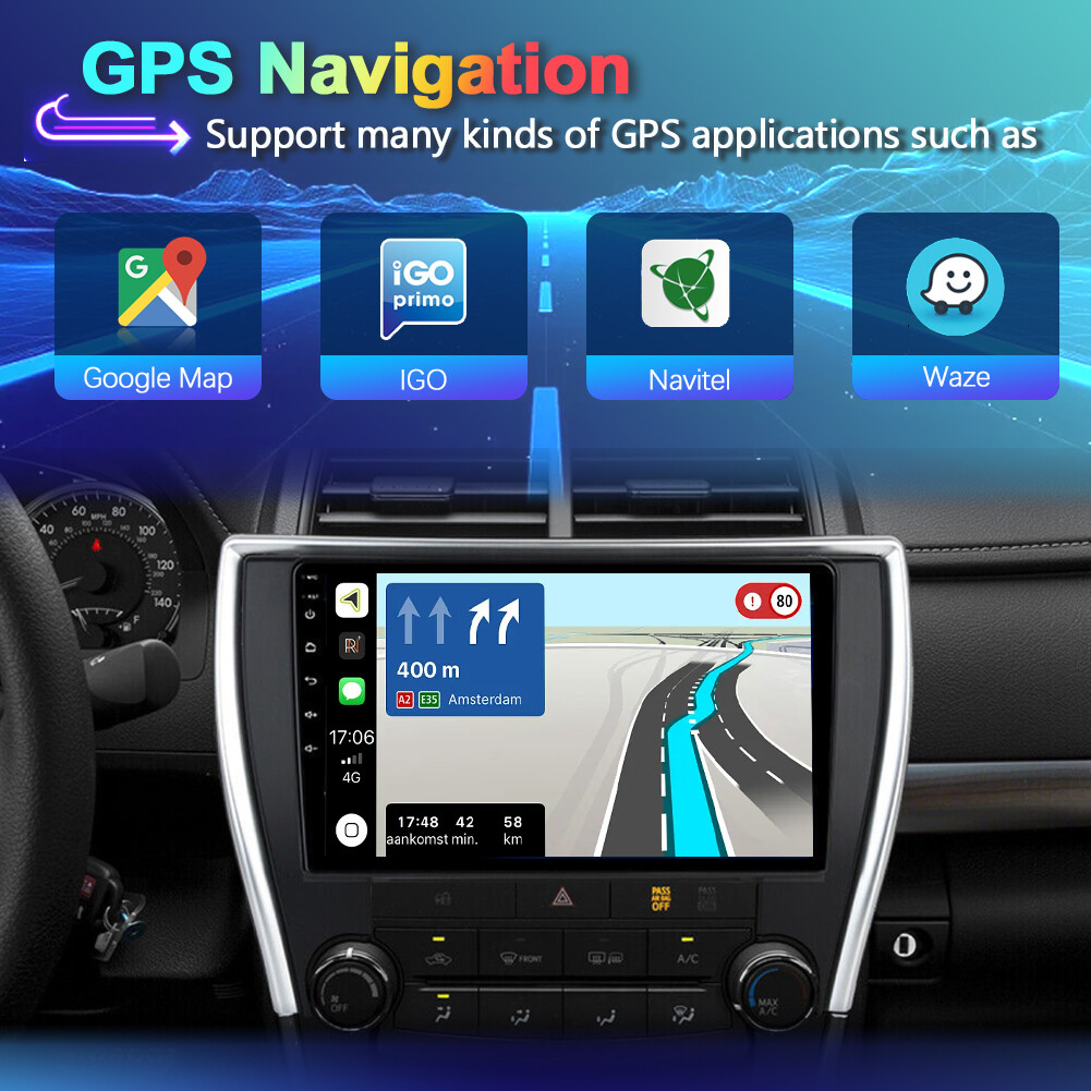 8-CORE Car Stereo For 2015-2017 Toyota Camry Android 14 Navi CarPlay 10.1″ 64GB