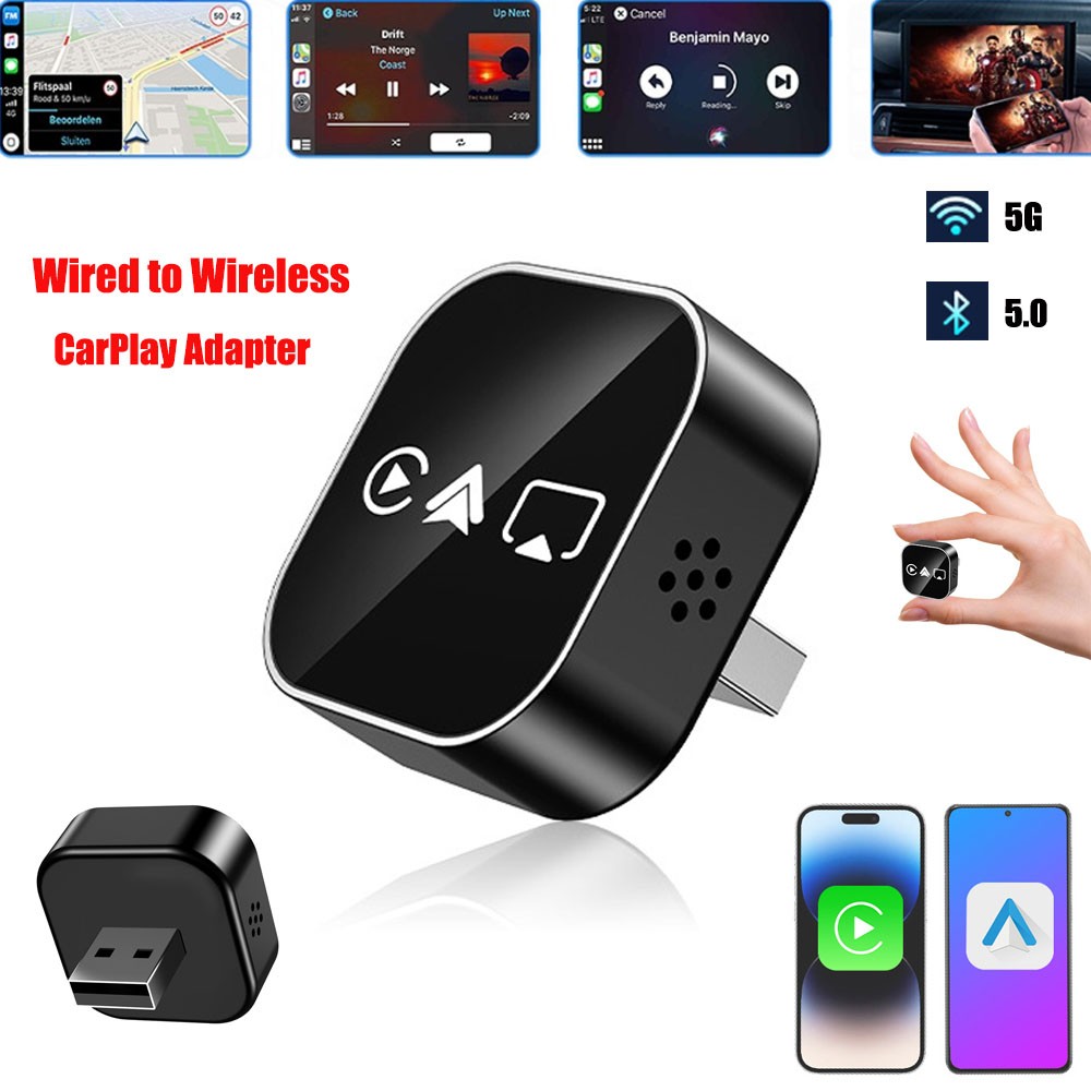 Wired to Wireless CarPlay Adapter for iPhone Android Wireless Carplay Adapter
