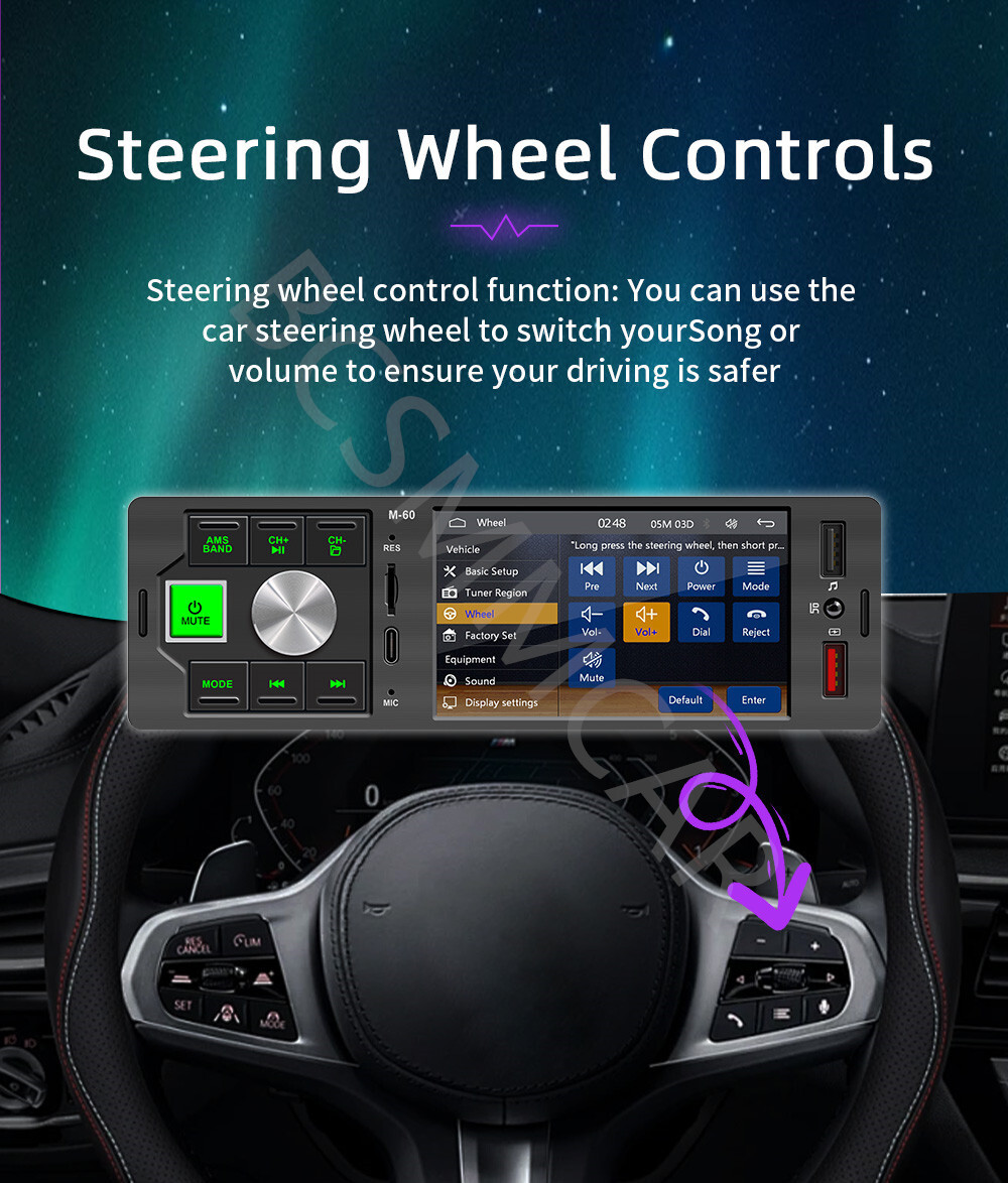 Car Stereo Radio MP5 Player Single 1Din FM For Carplay Bluetooth USB W/Camera