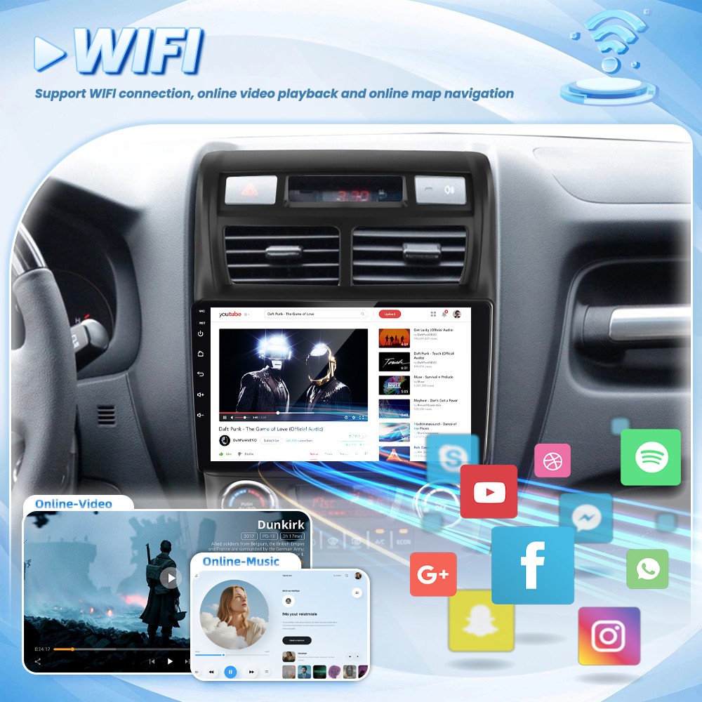 4+64GB For KIA Sportage 2007-2010 Car Stereo Radio GPS Apple Carplay Android 15