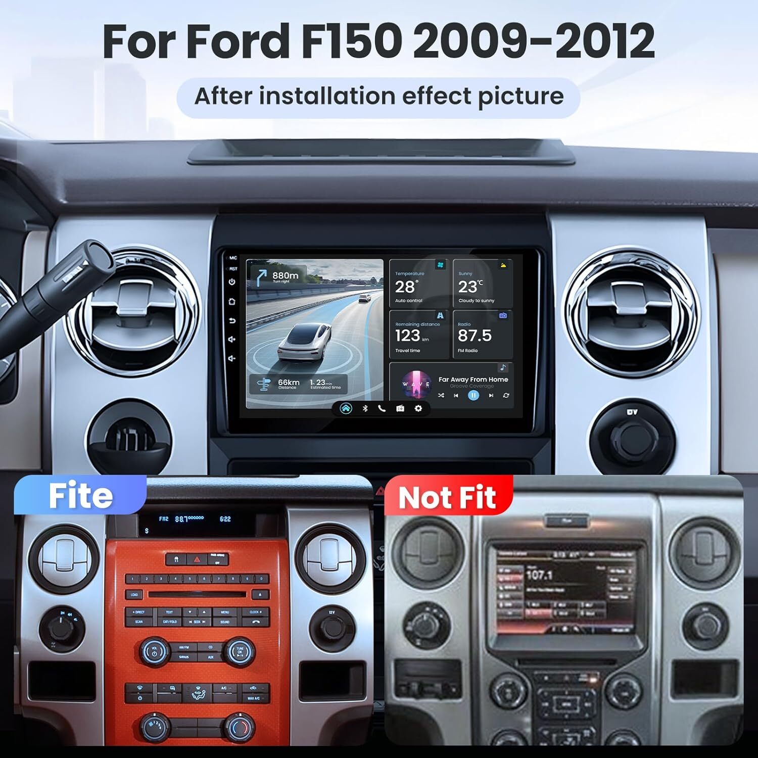 Car Stereo for Ford F-150 (2009-2012) Wireless & Wired CarPlay Android Auto WiFi