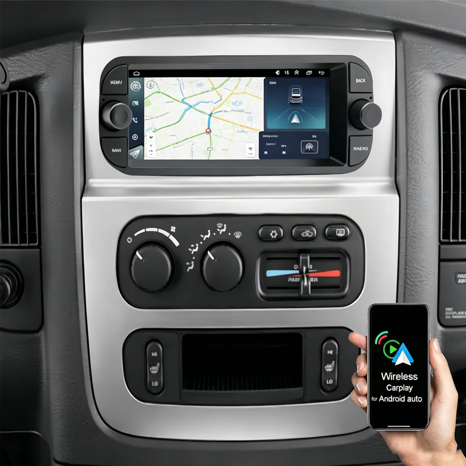 6.86″ Android 13 Radio GPS For Dodge Ram 1500 2500 3500 2002 2003 2004-2005 WIfi