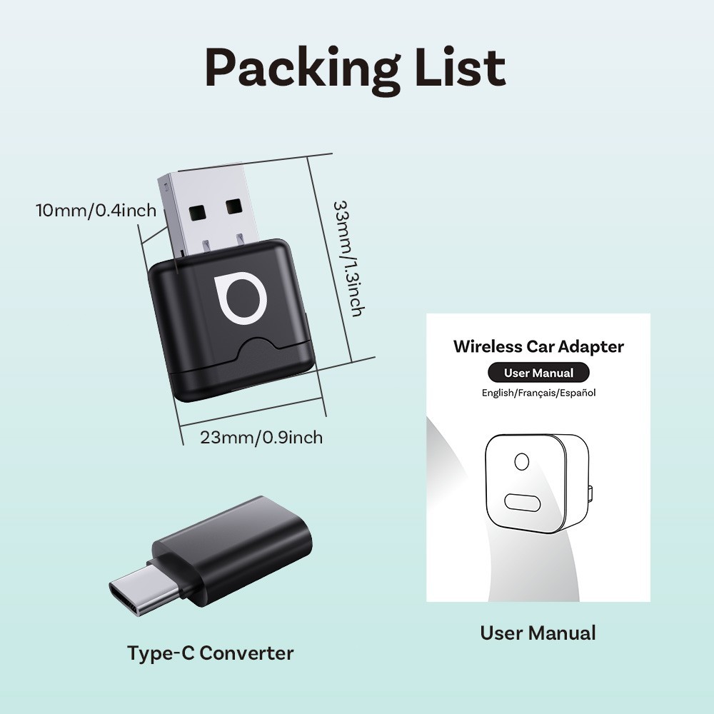 Ottocast Mini Wireless CarPlay & Android Auto Adapter,WiFi & Bluetooth Dongle US