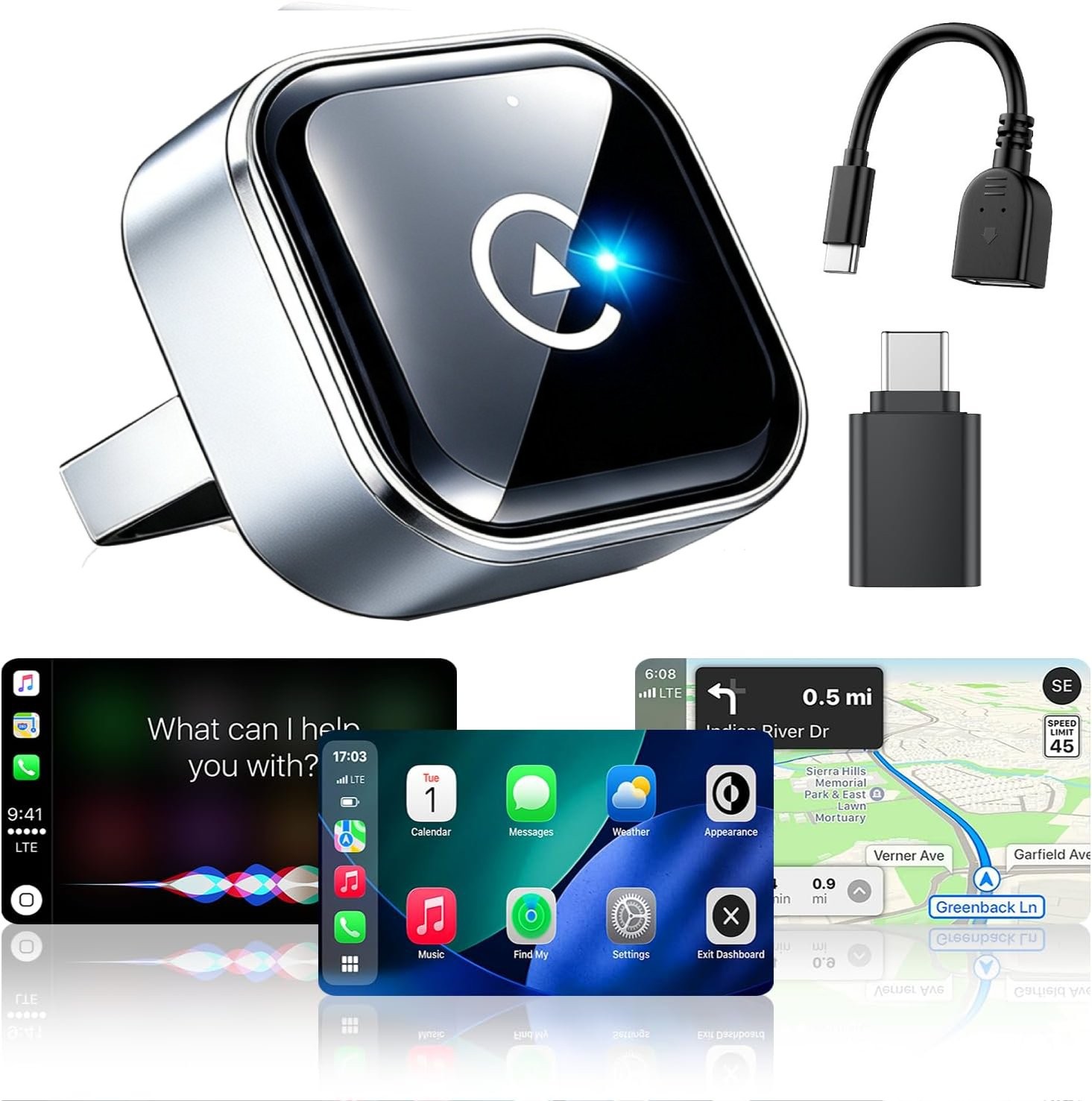 Wireless CarPlay Adapter for Apple iPhone Android for GMC Acadia 2017-2022
