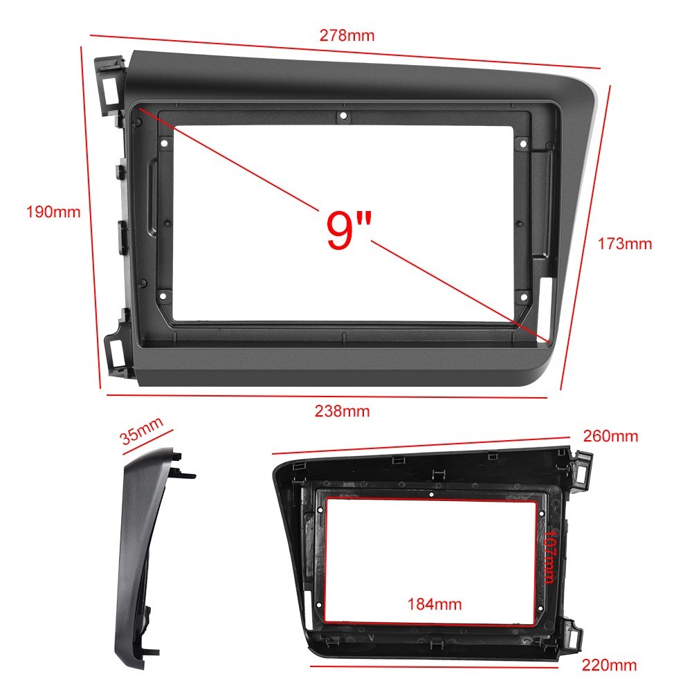 9″ Carplay Auto radio Android 15.0 For Honda Civic 2012 GPS NAVI RDS WiFi 4+64G