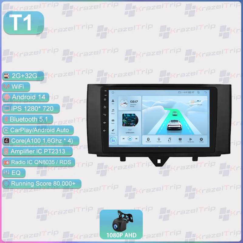 8 Core Car Radio for Smart Fortwo 451 2011 – 2015 Android Carlpay 1080P Camera