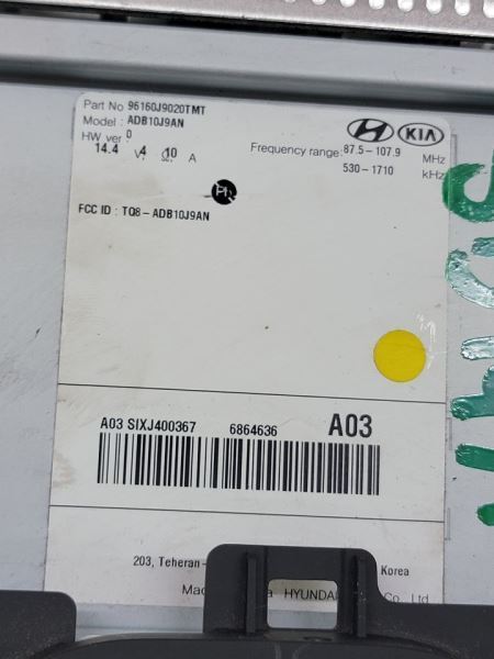 2018-2020 HYUNDAI KONA RADIO: 96160J9020TMT