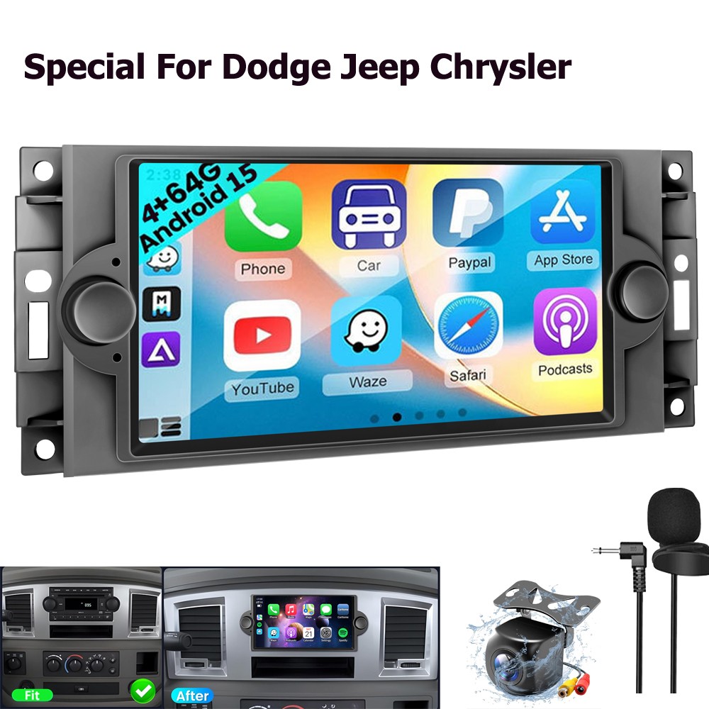 64GB Carplay Android 15 Car Radio Stereo GPS BT Navi For Dodge Charger 2006-2007