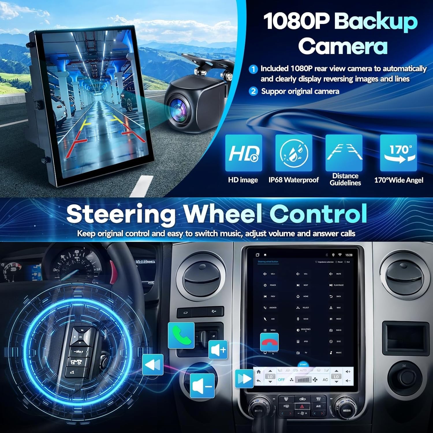 Radio for Ford Expedition Upgrade 2015-2017 8 Core Expedition Stereo 12.1 Inch