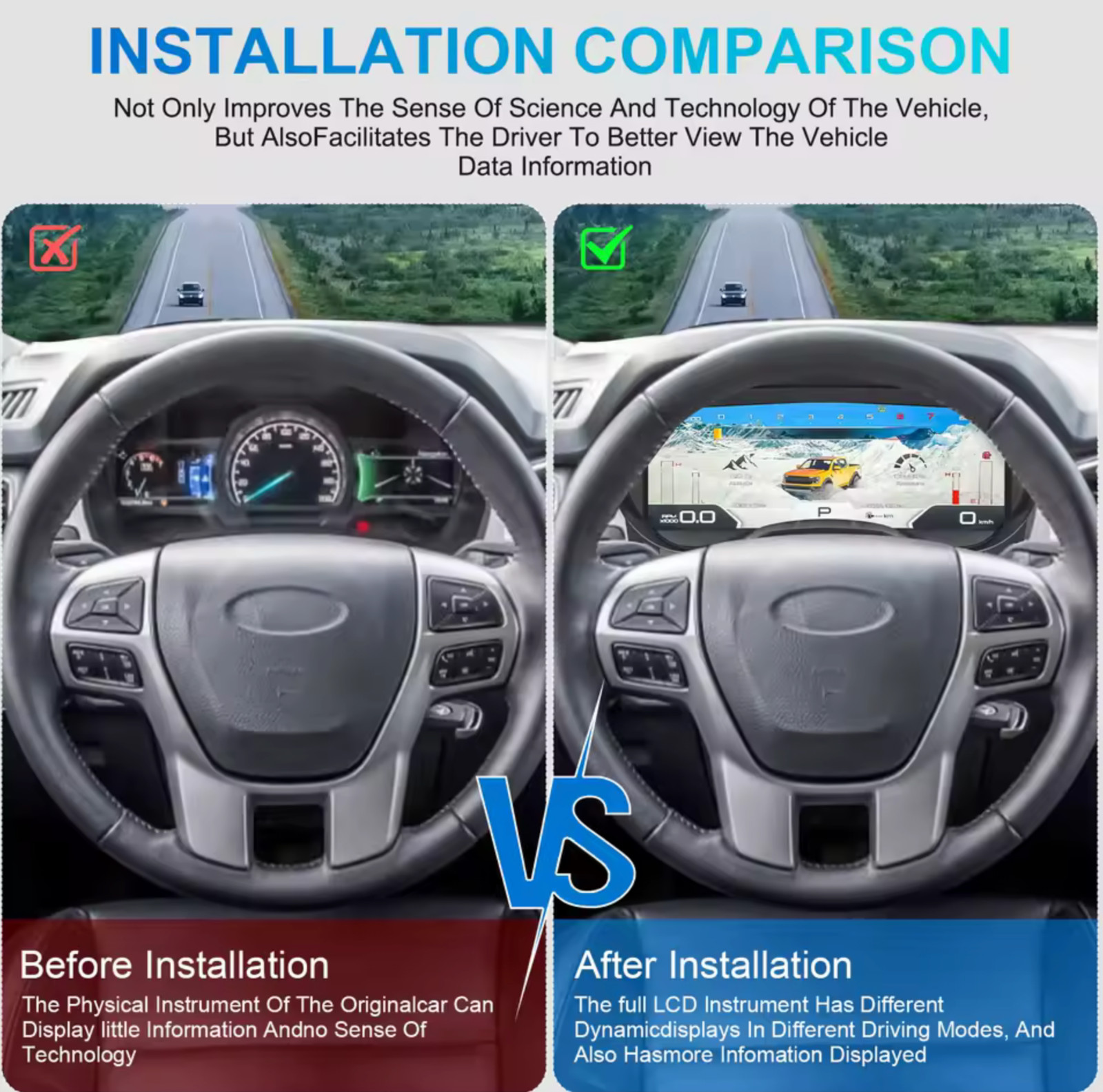 FORD RANGER EVEREST 2016-21 12.3″ DIGITAL SPEEDOMETER CLUSTER COCKPIT DISPLAY