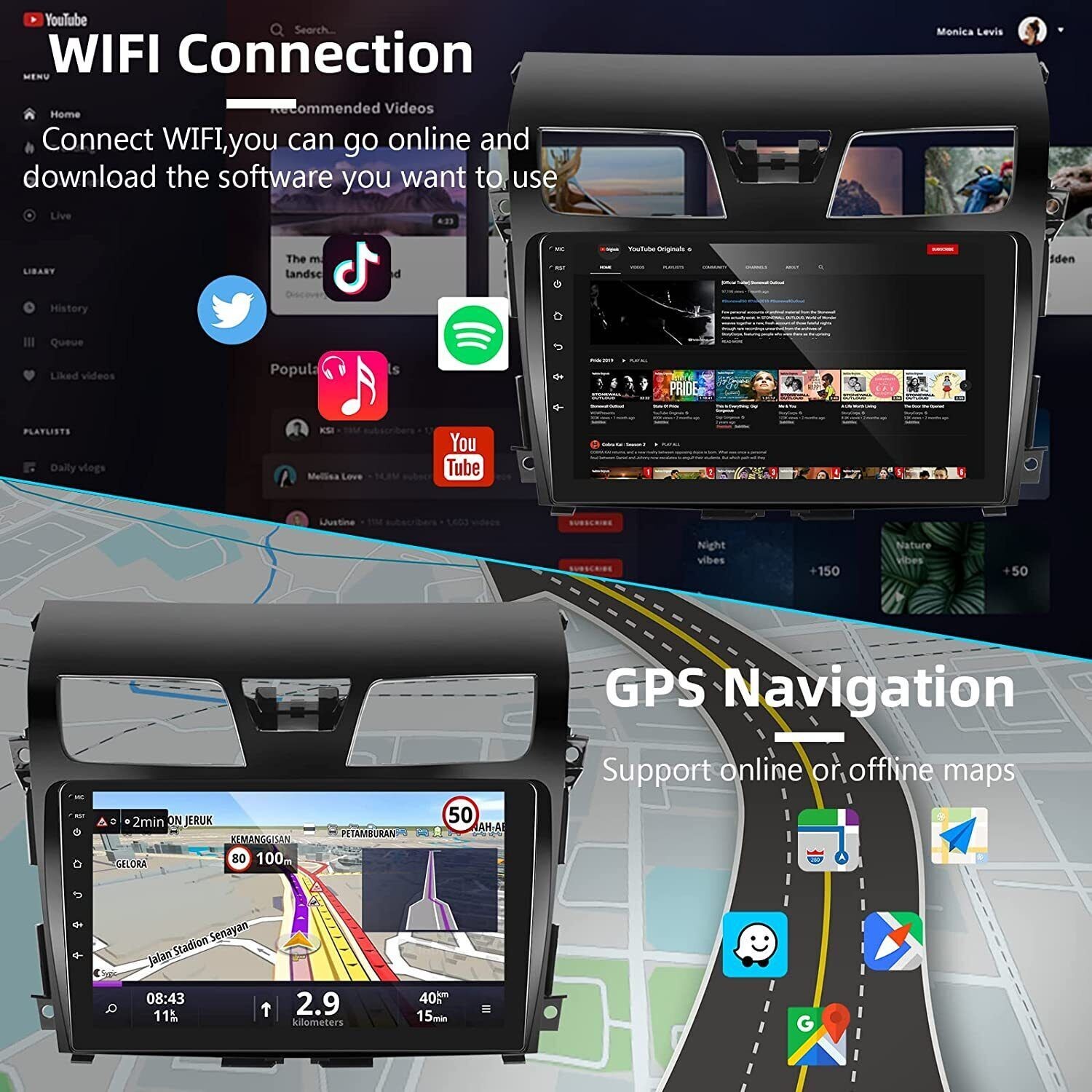 For 2013-2015 Nissan Altima Car Radio Stereo Carplay 4+64G 10in FM Auto