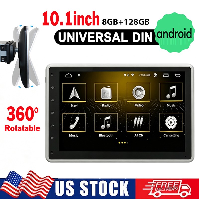 Single Din Apple Carplay Car StereoRadio GPS Android 15 Auto Touch 8+128G 10.1″