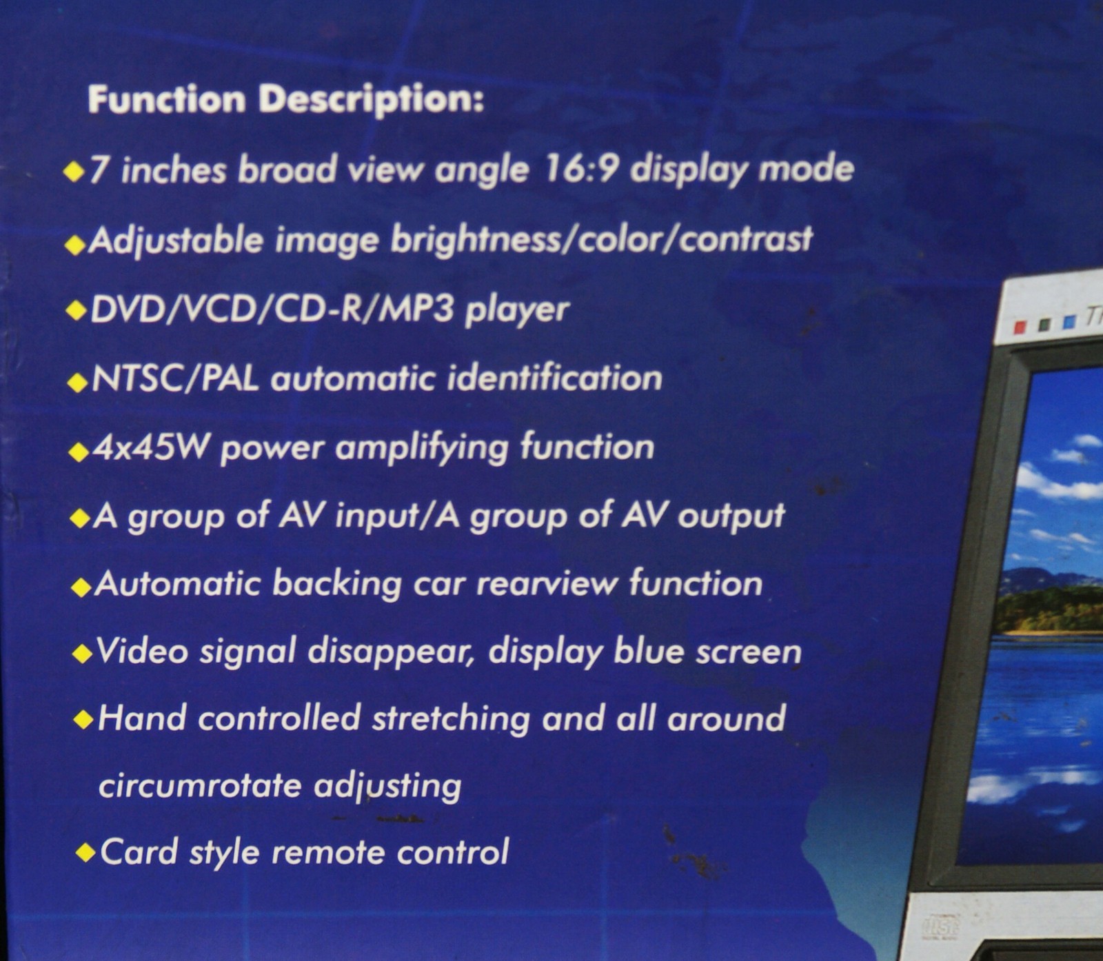 AutoMobile 7 Inch 1 DIN 12V Mounted Car DVD CD Player 4x45W UN-Tested PLS READ