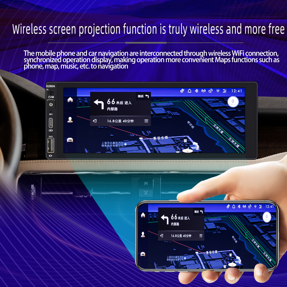 For Wireless Apple Carplay Android Auto 1 Din 6.9″ Car Radio Stereo GPS WIFI FM