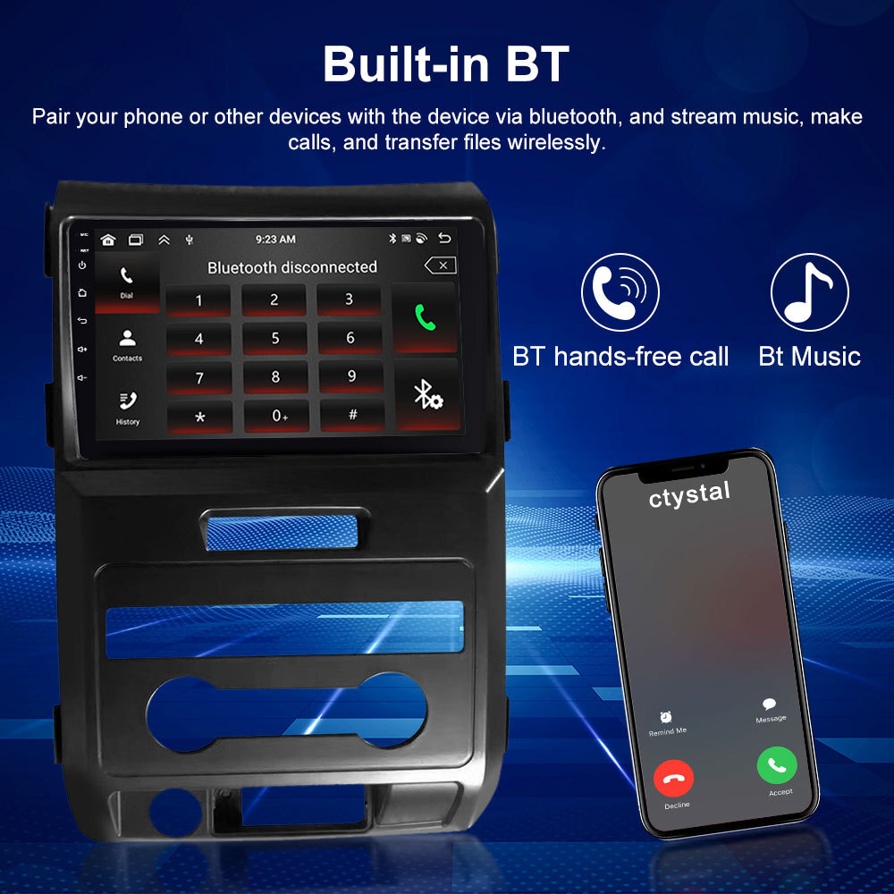 For Ford F150 2009-2014 Carplay Android 13 Car Stereo Radio WiFi GPS Navi+Camera