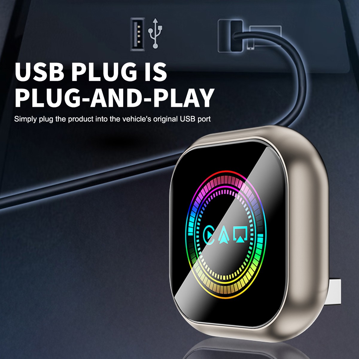 4-IN-1 Wired to Wireless CarPlay Adapter for Apple iPhone/Android Auto/Airplay