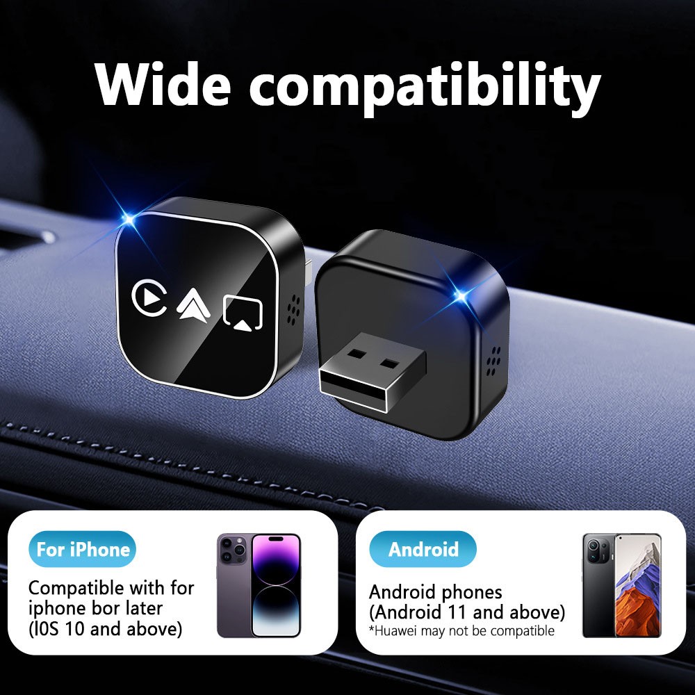 Wired to Wireless CarPlay Adapter for iPhone Android Wireless Carplay Adapter