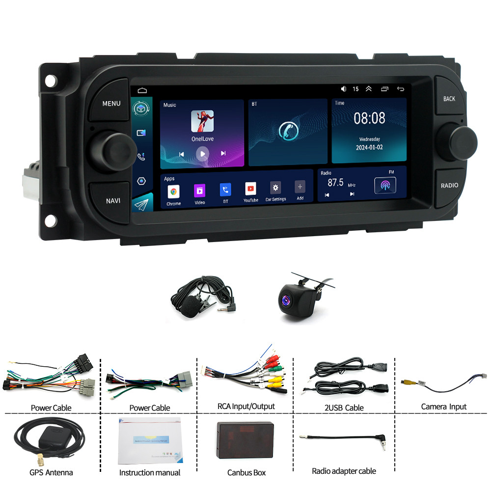 para 2001 2002-2004 DODGE DAKOTA CARPLAY ANDROID Radio Estéreo de Coche GPS
