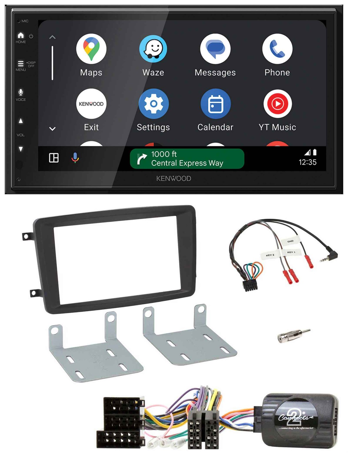 Kenwood DAB Bluetooth USB Steering Wheel 2DIN Car Stereo for Mercedes C 00-04 W203 Handlebar