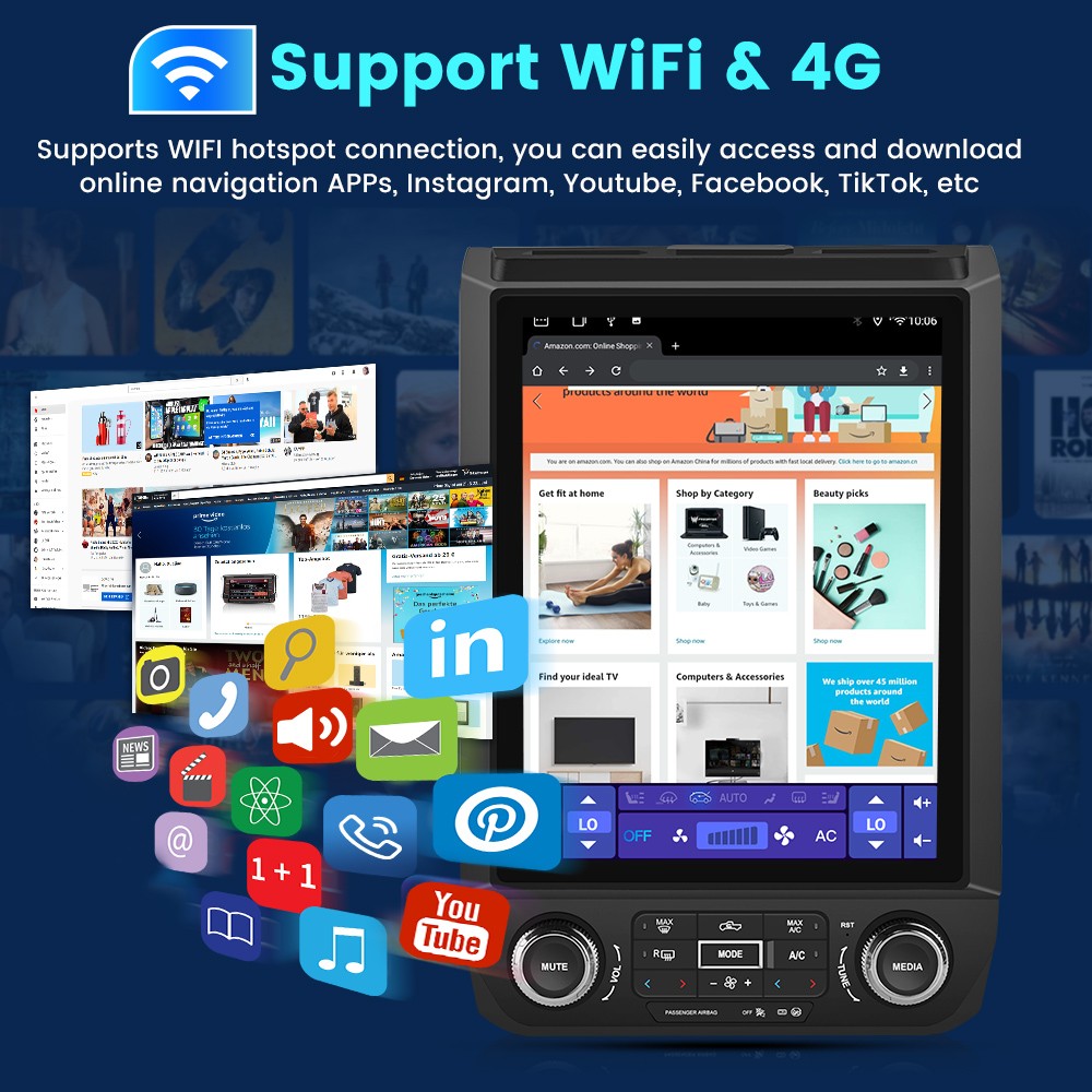 For Ford F150 2015-2021 4+64G Carplay 8Core Android15 12.1″Car Radio GPS Navi 4G