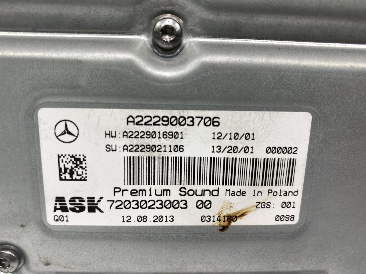 Audio Equipment Radio 222 Type S550 Amplifier Fits 14 MERCEDES S-CLASS 477324