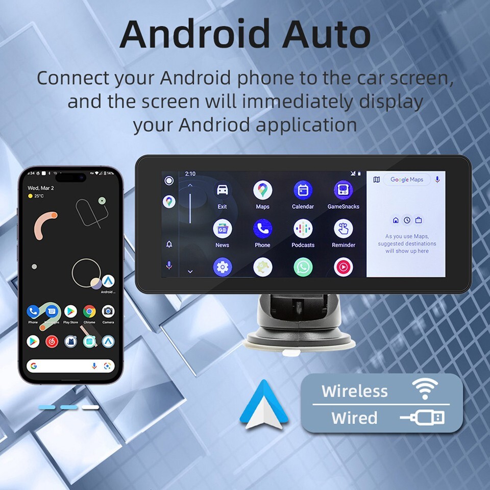 6.86inch Portable Car Stereo Player Wireless Carplay/Android Auto BT Mirror link