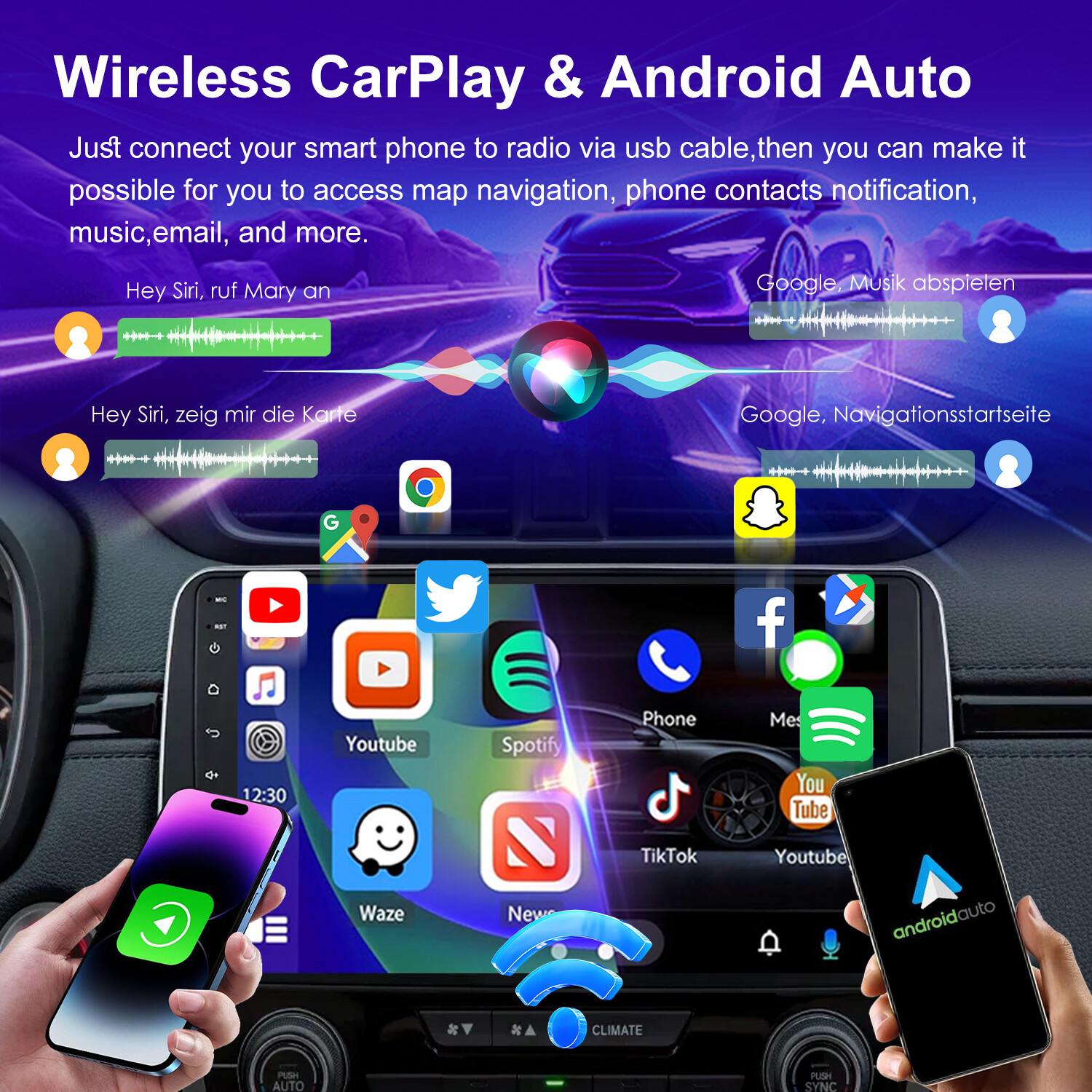 8G+256GB Car Stereo Android14 CarPlay For Honda CR-V CRV 2017-21 GPS Navi 8-CORE