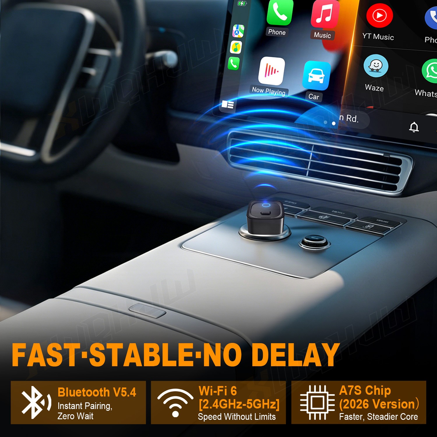 2in1 Wireless CarPlay Android Auto Adapter for Dodge Charger 2017-2023