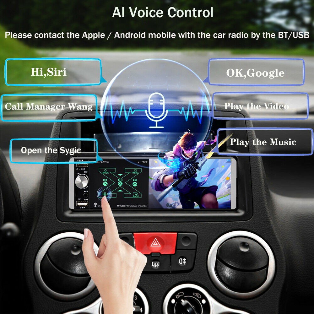 4″ 1DIN Car Stereo MirrorLink BT MP5 Player RDS AI Voice Touch FM AUX USB TF SWC