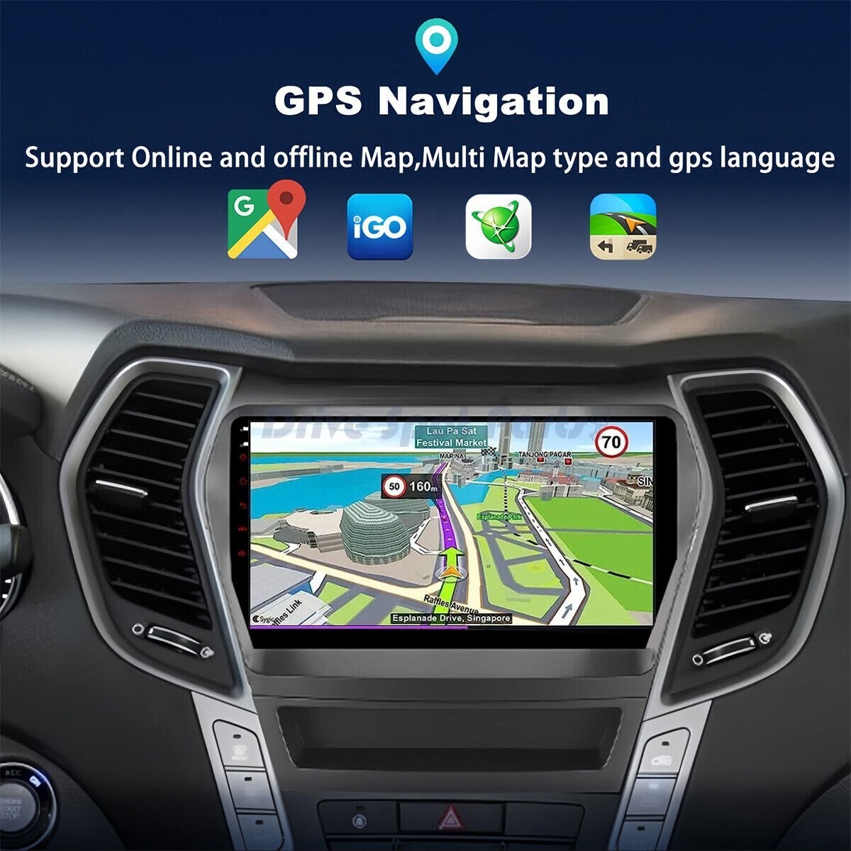 9inch Radio GPS Stereo GPS Navi WIFI For Hyundai Santa Fe Sport IX45 2013-2017