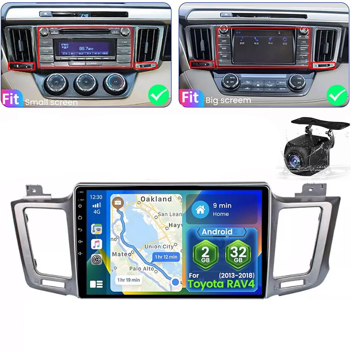 Stereo Radio Plug and Play GPS JBL For Toyota Rav4 2013-2018 32g Carplay 10.1″