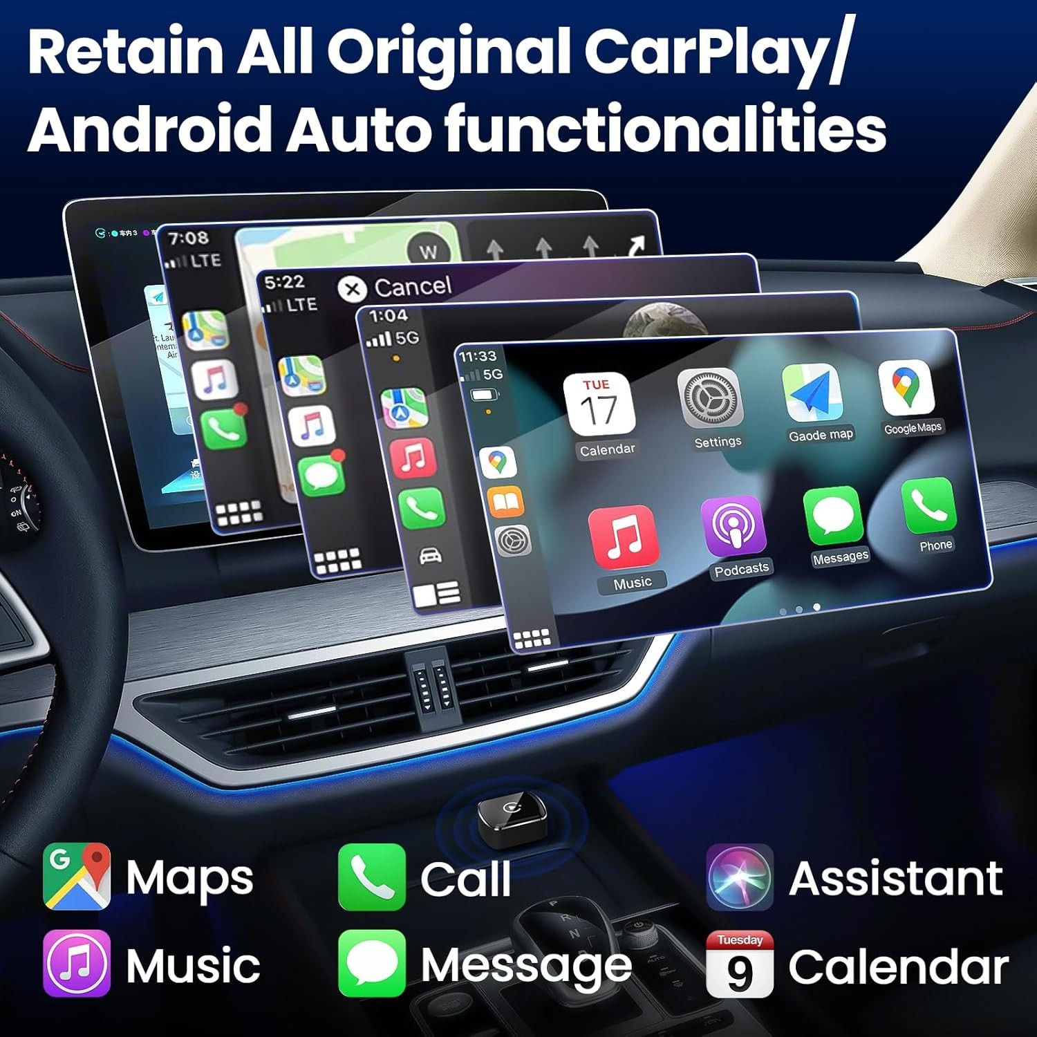 USB Wireless CarPlay Adapter For iPhone Apple Wireless Dongle Plug ＆ Play