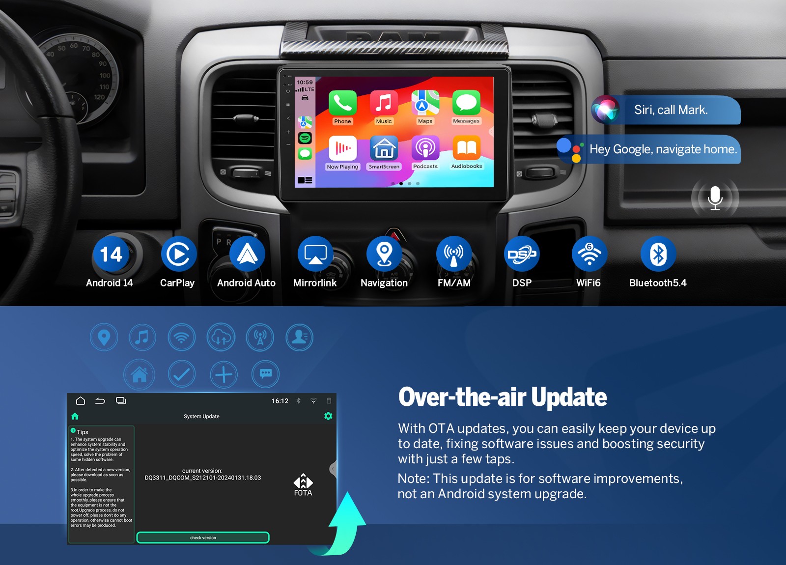 Android 14 Auto 9″ IPS Touch Car Radio Stereo CarPlay GPS DSP WiFi For RAM 3500