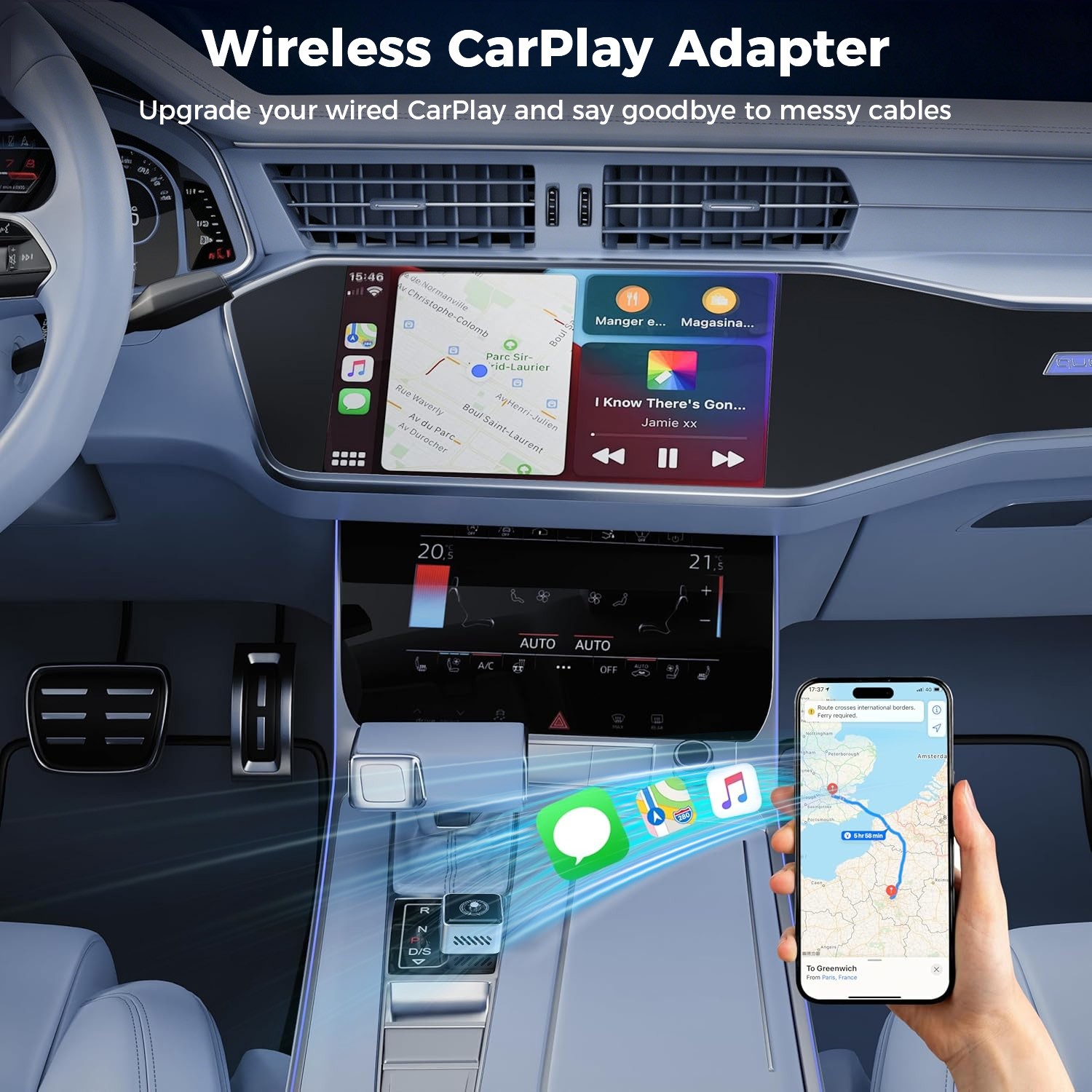 USB Wireless CarPlay & Android Auto Adapter – Fast & Stable,Dual-Band WiFi,BT5.2
