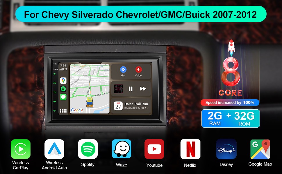 Car Stereo for Chevy GMC Buick Hummer Wireless CarPlay & Android Auto Dual WiFi