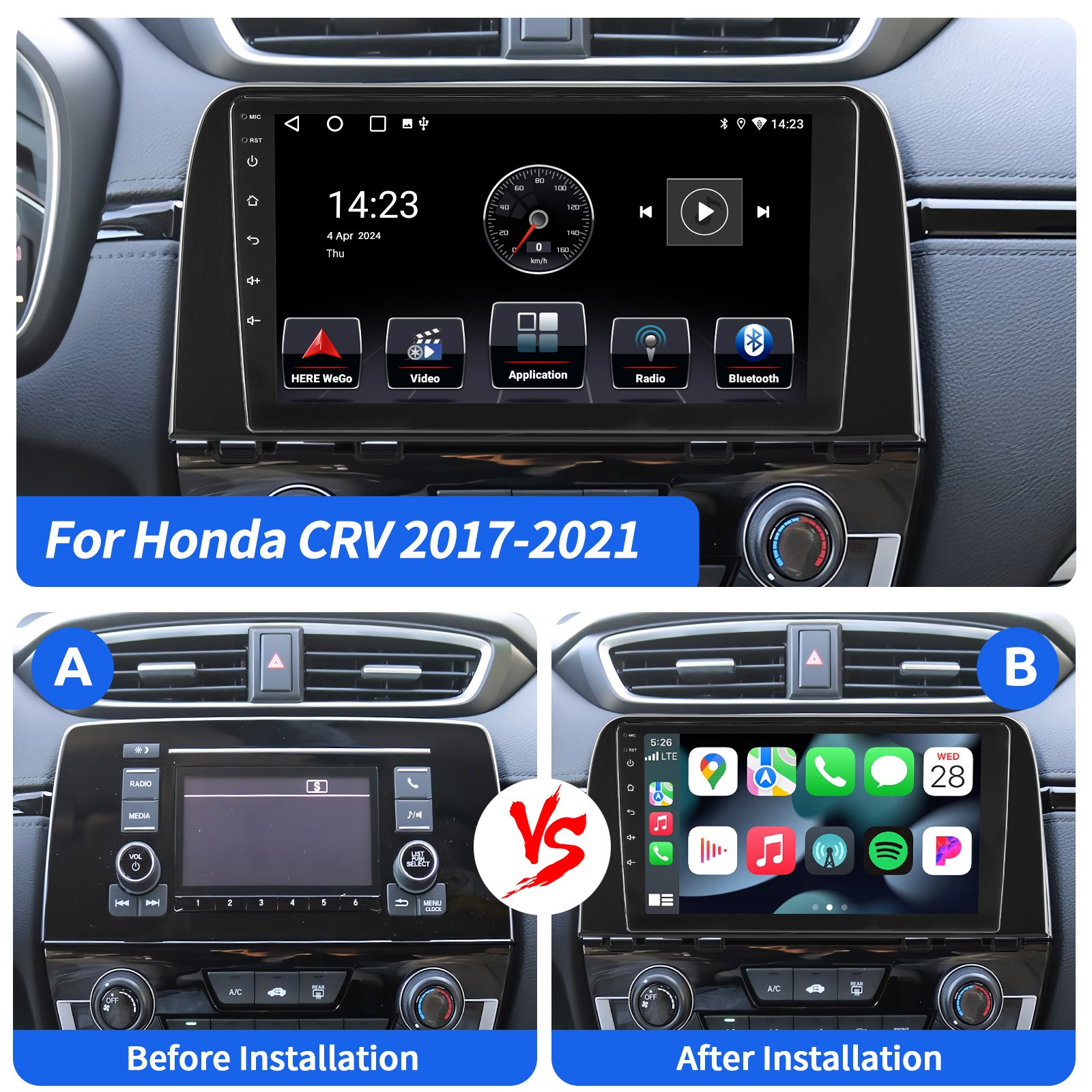 For Honda CRV 2017-2021 Android 15.0 Car Stereo Radio CarPlay GPS Wifi+MIC AHD
