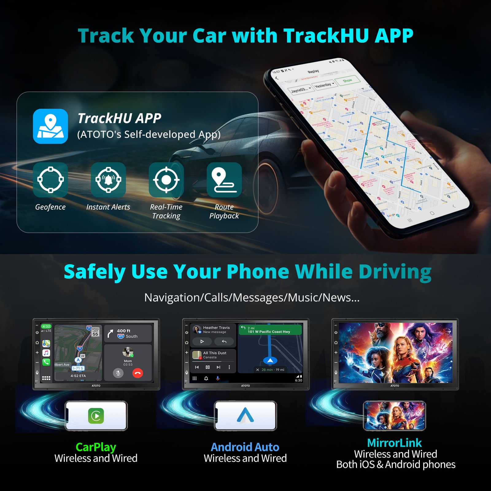 Android Radio A6 4G+64G Double Din Car Stereo GPS Play 4G LTE 7″Multimedia GenAI