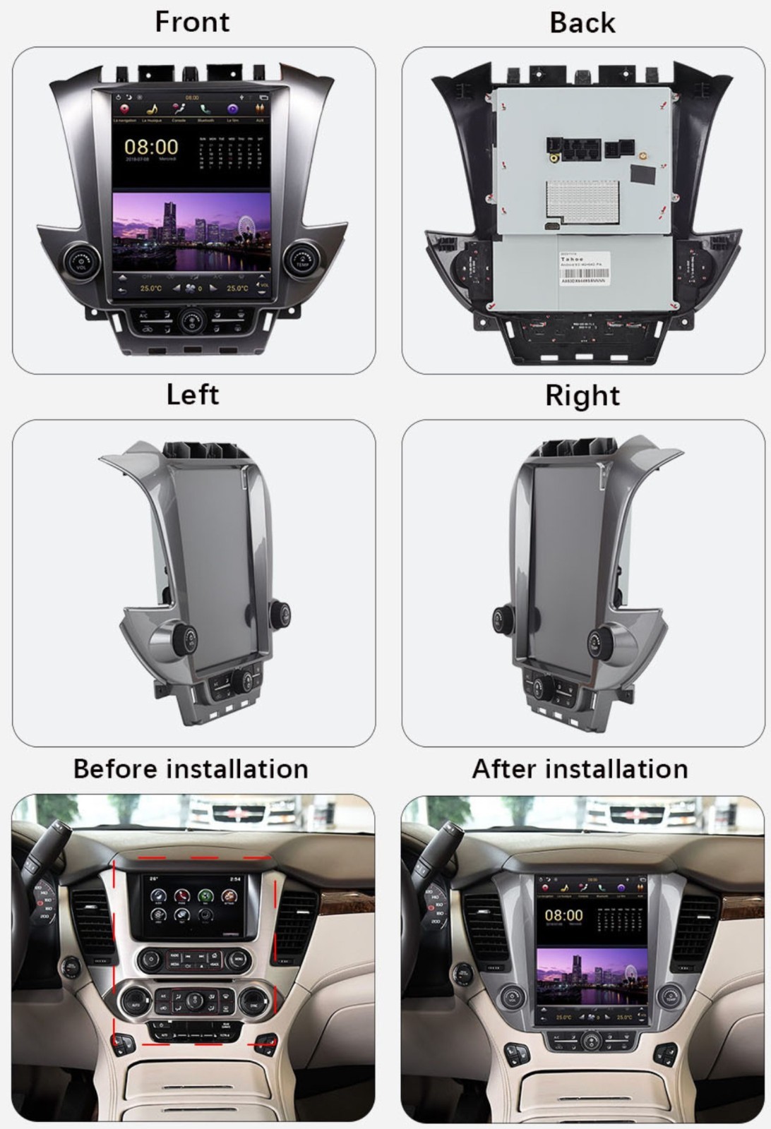 12.1″Chevrolet Suburban Tahoe Gmc Yukon 2014-2020 GPS A/C Tesla style FM Player