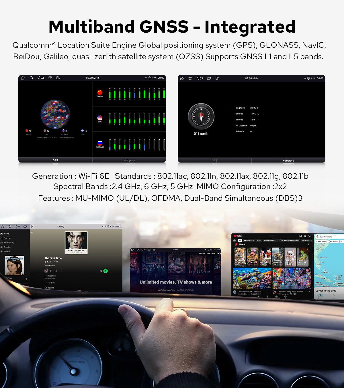 12G RAM 256G ROM HD 11.5 inch Universal Bluetooth Car Stereo Support 360 Cameras