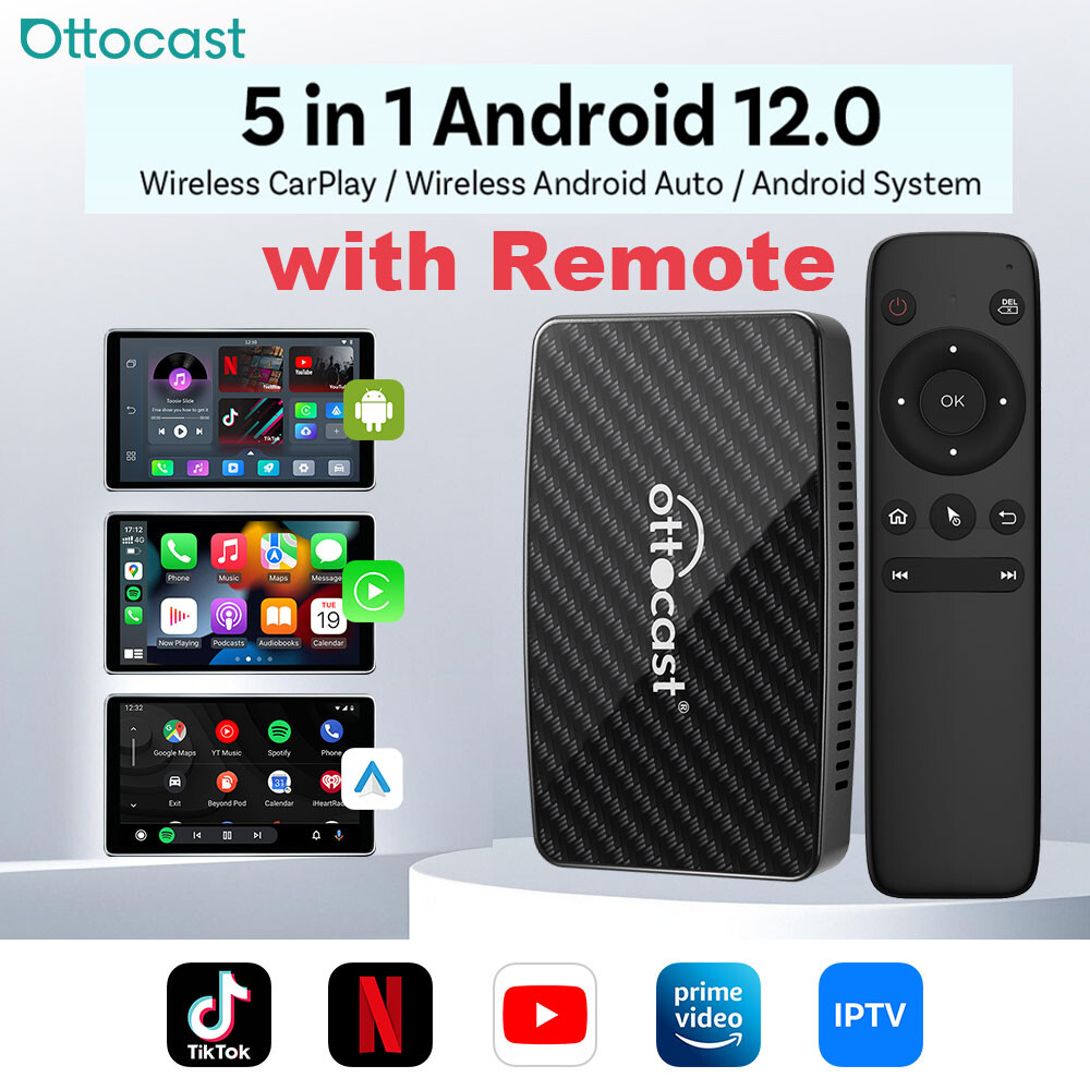 Ottocast Wireless Carplay AIBOX Android Auto Android 9 Car TV Box w/Google Store