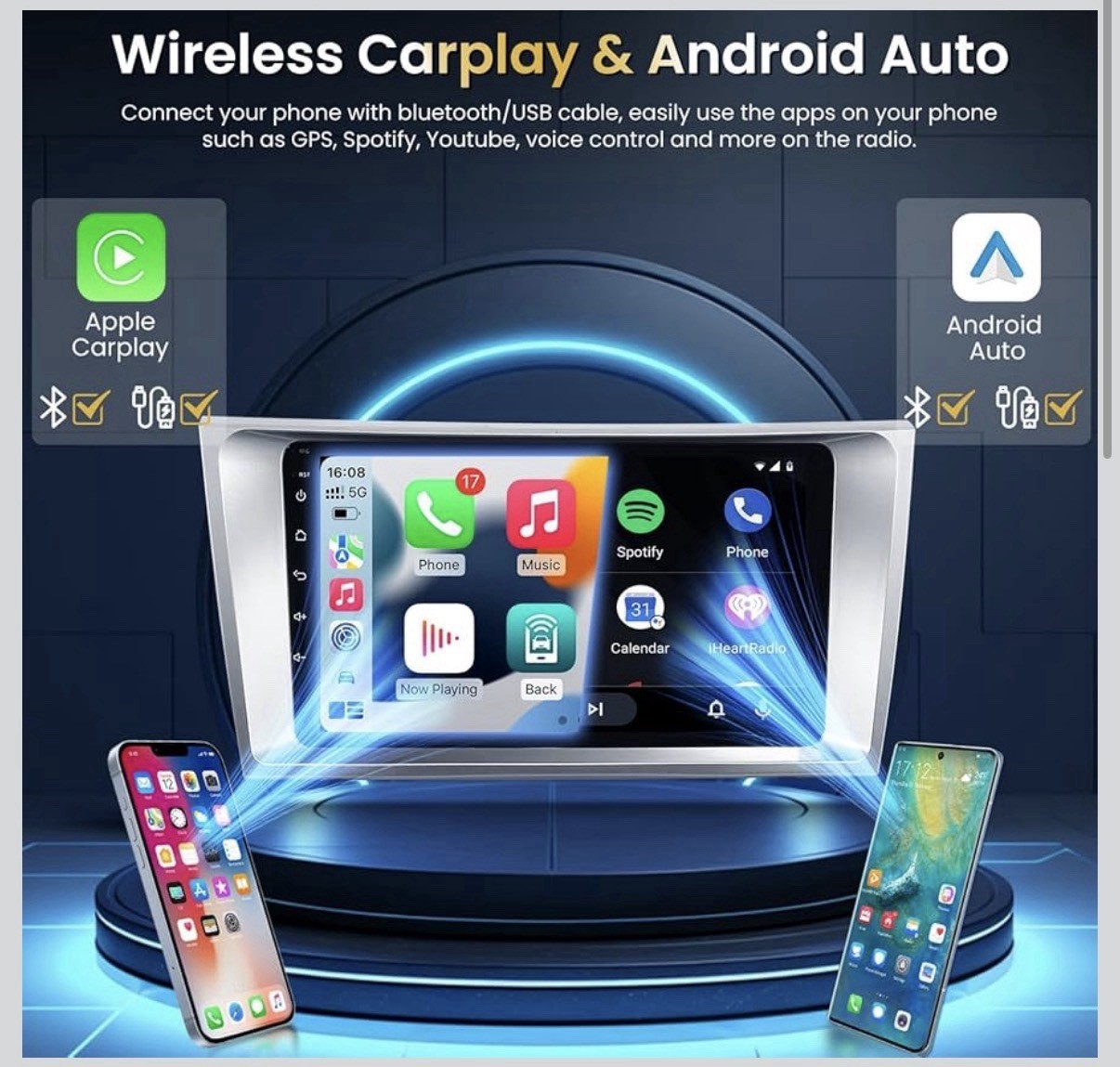 Wireless Carplay Radio for Toyota Camry 2006-2011 Android 13 GPS Navi WiFi BT