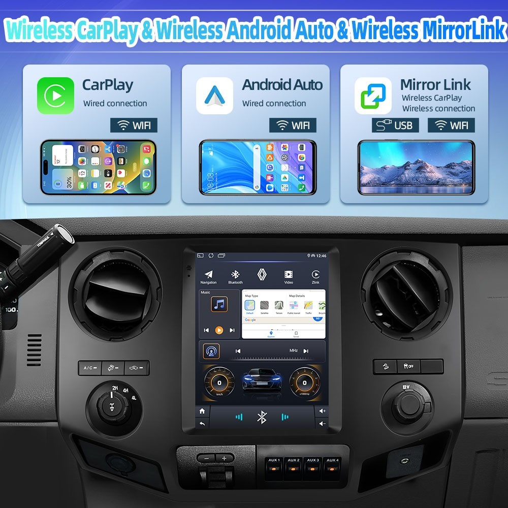 64G Apple Carplay For 2008-2016 Ford F-250 F-350 Super Duty Car Stereo GPS Radi