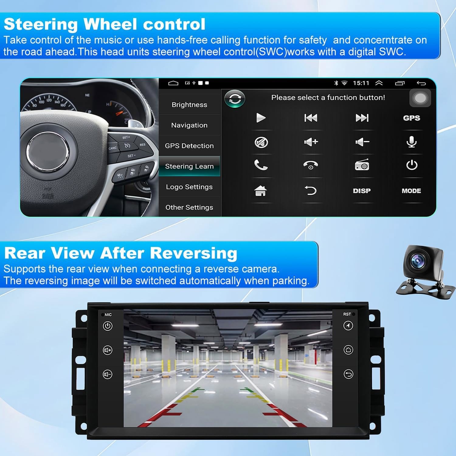 For 2008-2011 Dodge Dakota In Dash Radio Rotated Android 15 Stereo CarPlay GPS